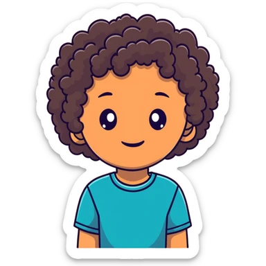 tan teenager with curly dark brown hair sticker