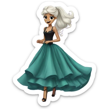 Real Ariana Grande as Galinda from wicked wearing long flowing dress  sticker