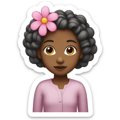 girl with a pink flower in her hair sticker