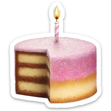 Realistic cake with glitter sticker