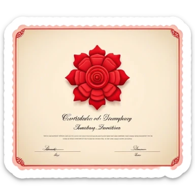 Certificate paper with rosette sticker