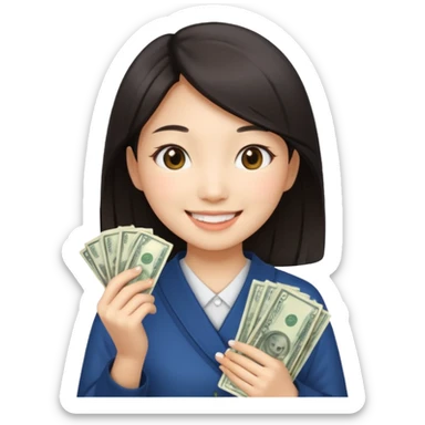 Hot Asian girl with money  sticker