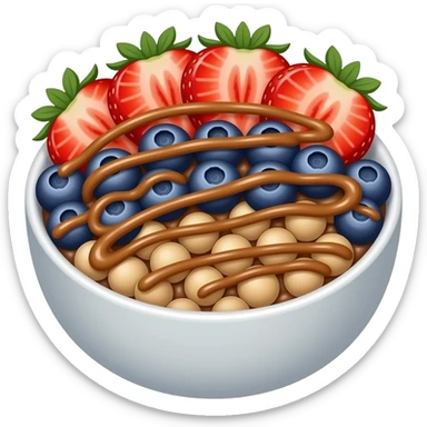 acai bowl with strawberries and blueberries with nutella drizzle sticker