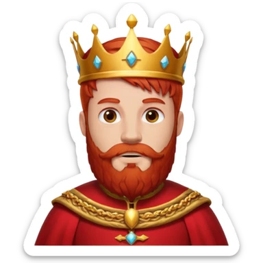 bearded king with no crown and red outfit red hair sticker