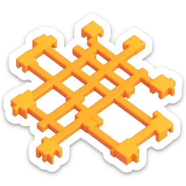 Make the intersecting pathways more complex, with additional twists, turns, and overlapping segments, in 3D emoji style, no background. sticker