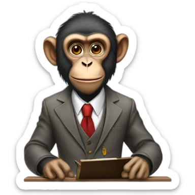 this monkey professor monkey professor with suit holding a table sticker