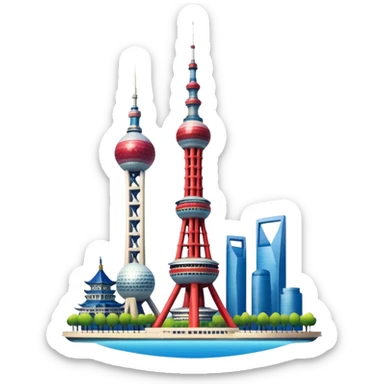 Shanghai Oriental Pearl Tower with a sunset background sticker