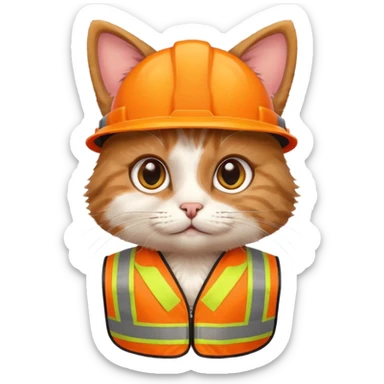 A very cute cat wearing a safety vest sticker