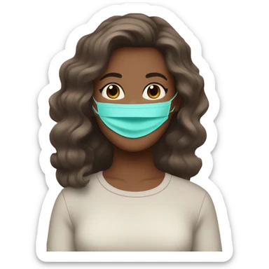 Girl with white skin brown hair in a blowout wearing a teal skincare face mask  sticker