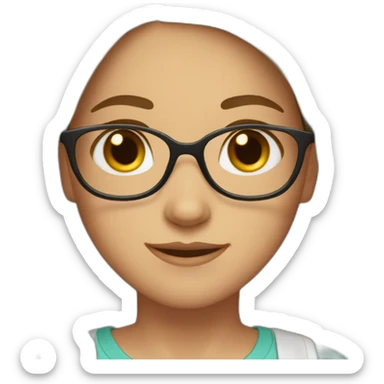 Girl with brown eyes and brown shoulder-length hair with glasses  sticker