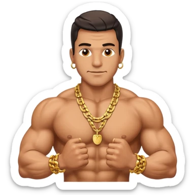 smug muscular shirtless colombian flexing with gold chain sticker