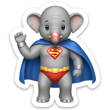Elephant wearing a super hero cape  sticker