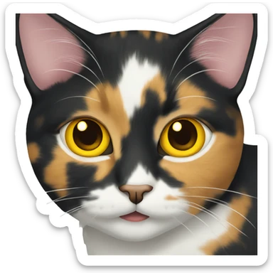 Calico cat with yellow eyes sticker