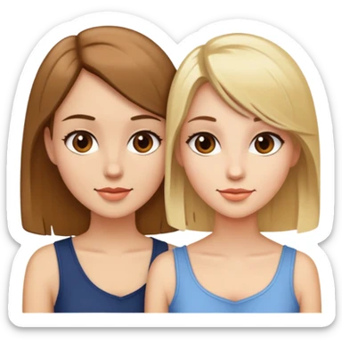 Two women flirting, one with short brown hair and the other with long blonde hair sticker