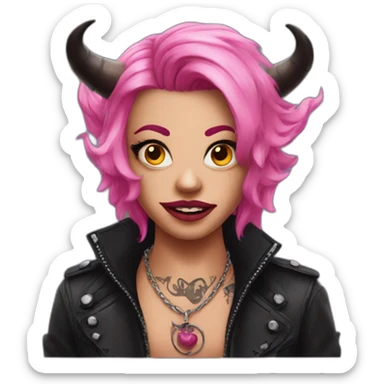 A devil in pink hair and tatto on face  sticker