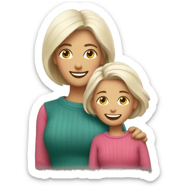 smiling mom and daughter in sweater sticker