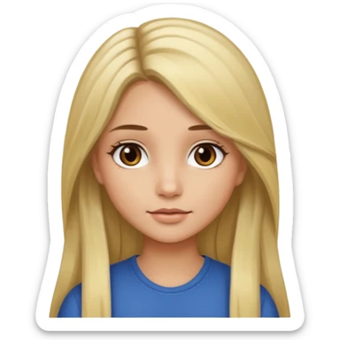 Girl with long hair and blonde highlights and dark brown eyes sticker