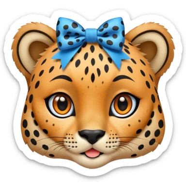 cute cheetah with blue bow sticker
