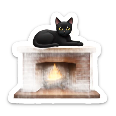 black cat on top of fireplace sticker