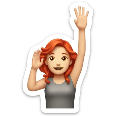 Redhead girl raising hand sticker