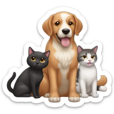2 dogs and 1 cat playing together sticker