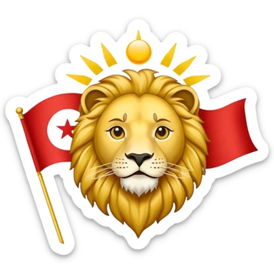 Create a emoji of the old lion and sun flag iran sticker