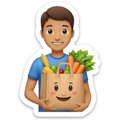 holding a grocery bag sticker