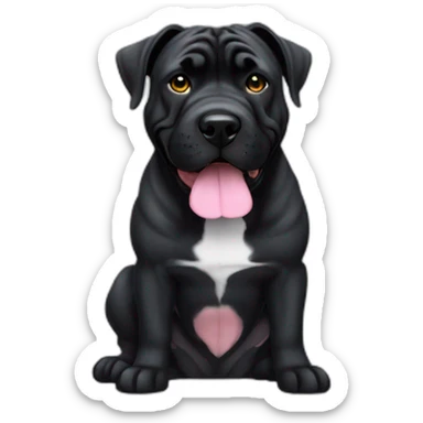 Full black presa canario dog cropped ears sticker