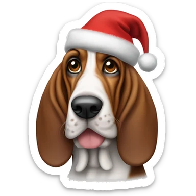 basset hound with christmas hat  sticker