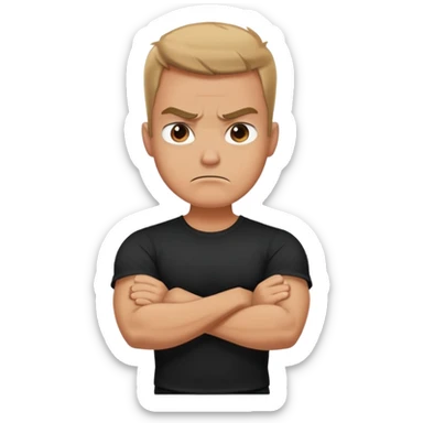 Angry guy with arms crossed over neck sticker