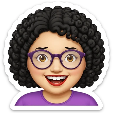 short fat lady with glasses ,crooked teeth and crazy curly black hair sticker