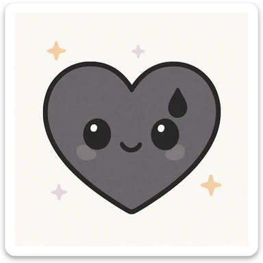 realistic gothic heart with a black teardrop, kawaii style sticker