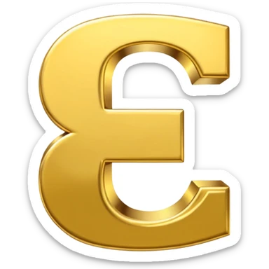 Symbole de currency en or en forme de lettre F précise, seul, 3D, brillant, style emoji simple et lisible sur fond uni. pas une autre lettre

F sticker