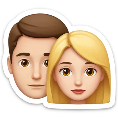 two people, man behind woman, simple and clear emoji style sticker