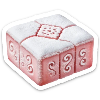 Turkish Delight Cinematic Realistic Turkish Delight Dessert Emoji, depicted as a single, delicate piece of Turkish delight dusted with powdered sugar, rendered with intricate textures and soft, inviting lighting. sticker