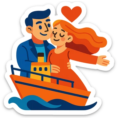 couple in love on a ship sticker