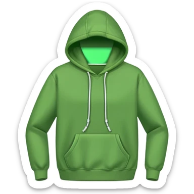 green hoodie with drawstrings, no face or body sticker