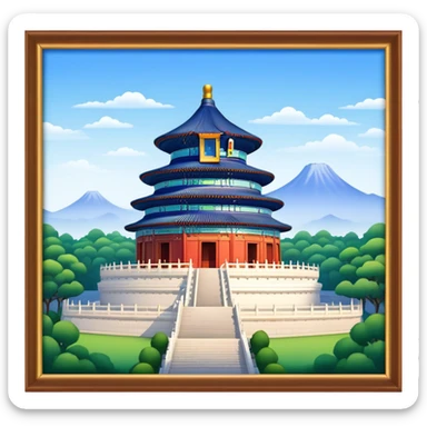 Cinematic Realistic Temple of Heaven Landmark Emoji, depicted with expansive historic architecture set in lush gardens rendered with lifelike detail and serene lighting. sticker