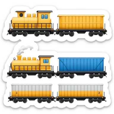 A modern cargo train in classic emoji style, variant 1. sticker