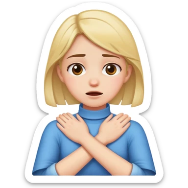 Girl cross arms choking her neck  sticker