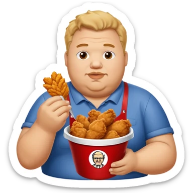A fat guy eating kfc fried chiceb sticker