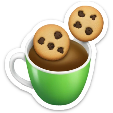 a cup of hot green tee with cookies  sticker