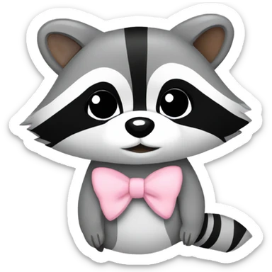 Raccoon with a light pink bow sticker