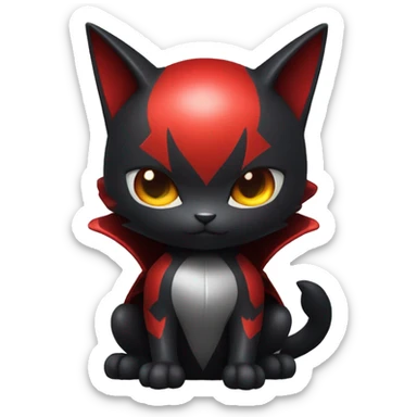 Shiny Black-Red Dark-type-Poison-type-Fakémon-Bat-Cat full body sticker