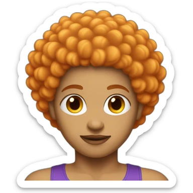 Light skin afro orange in fitness sticker