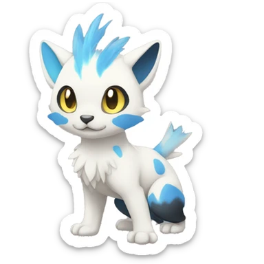 Cute cool white black yellow blue animal hybrid Fakemon full body sticker