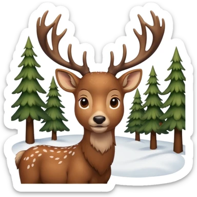 Ein Re das in einem Wald ist und es Schneit sticker