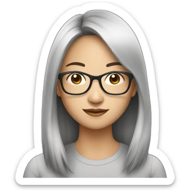 asian woman 32 years old with long hair and glasses sticker