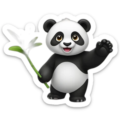 panda waving sticker