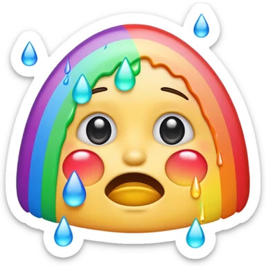 Crying emoji but the tears are rainbow sticker
